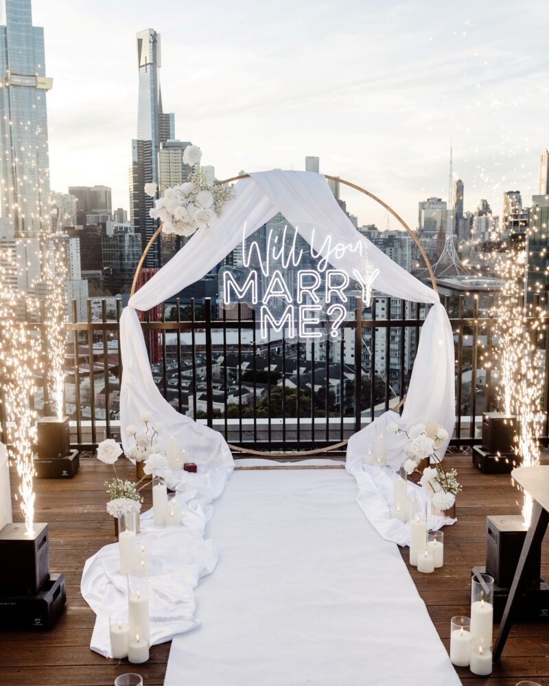 Romantic proposal setting in Melbourne